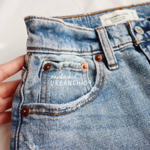 ABERCROMBIE Curve Love High Rise Ankle Straight Jean Ripped Medium Light size 26 - Picture 10 of 15